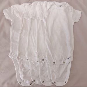 5 New Gerber White Onesies